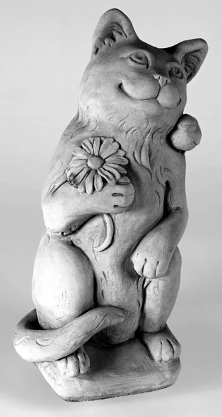 Cat with Flower Statue